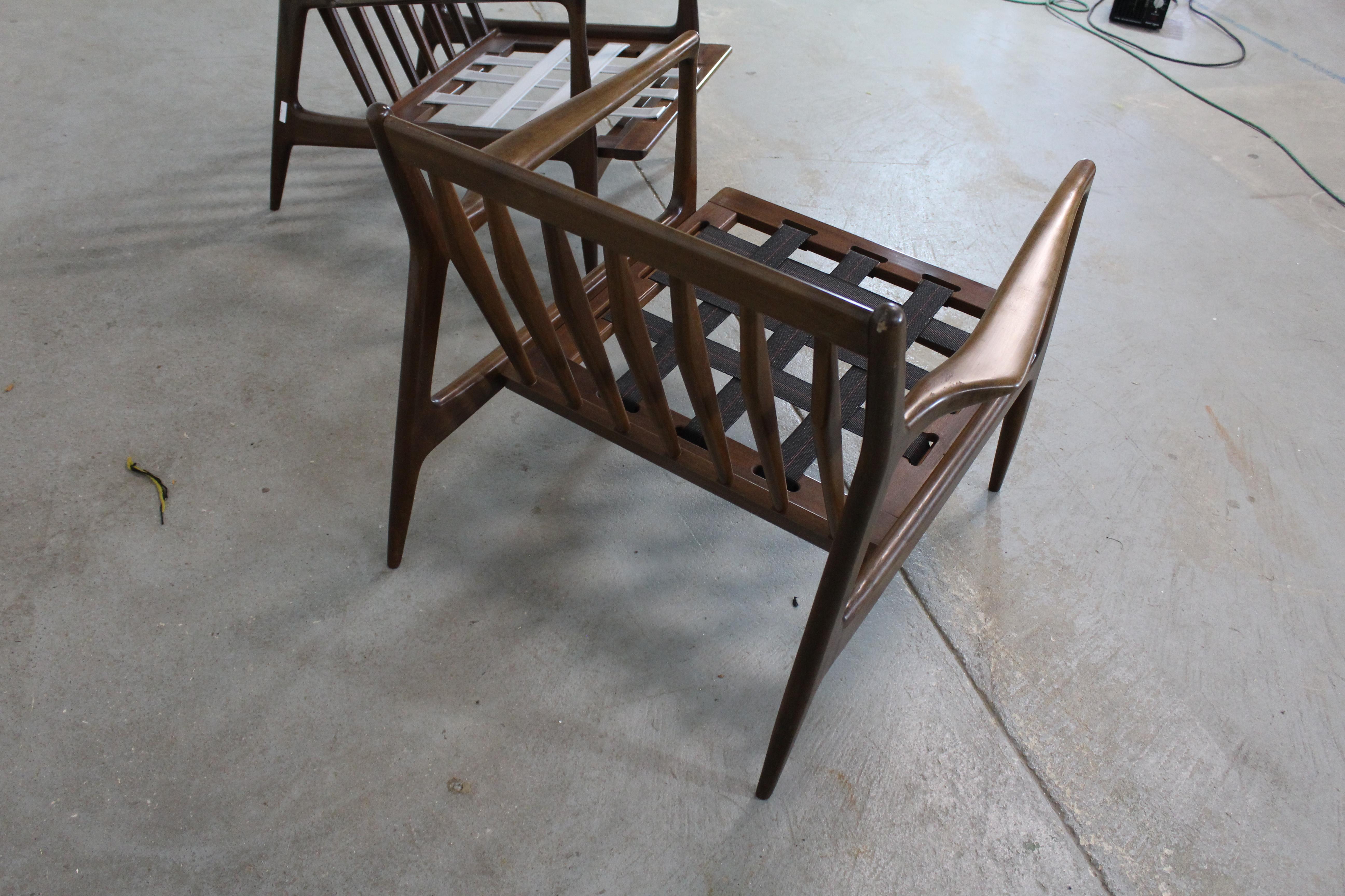 Unknown Pair of Mid Century Danish Modern Ib Kofod Larsen Walnut Open Arm Lounge Chairs