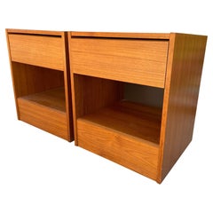 Pair of Mid-Century Danish Modern light Teak Single Drawer Nightstands Denmark