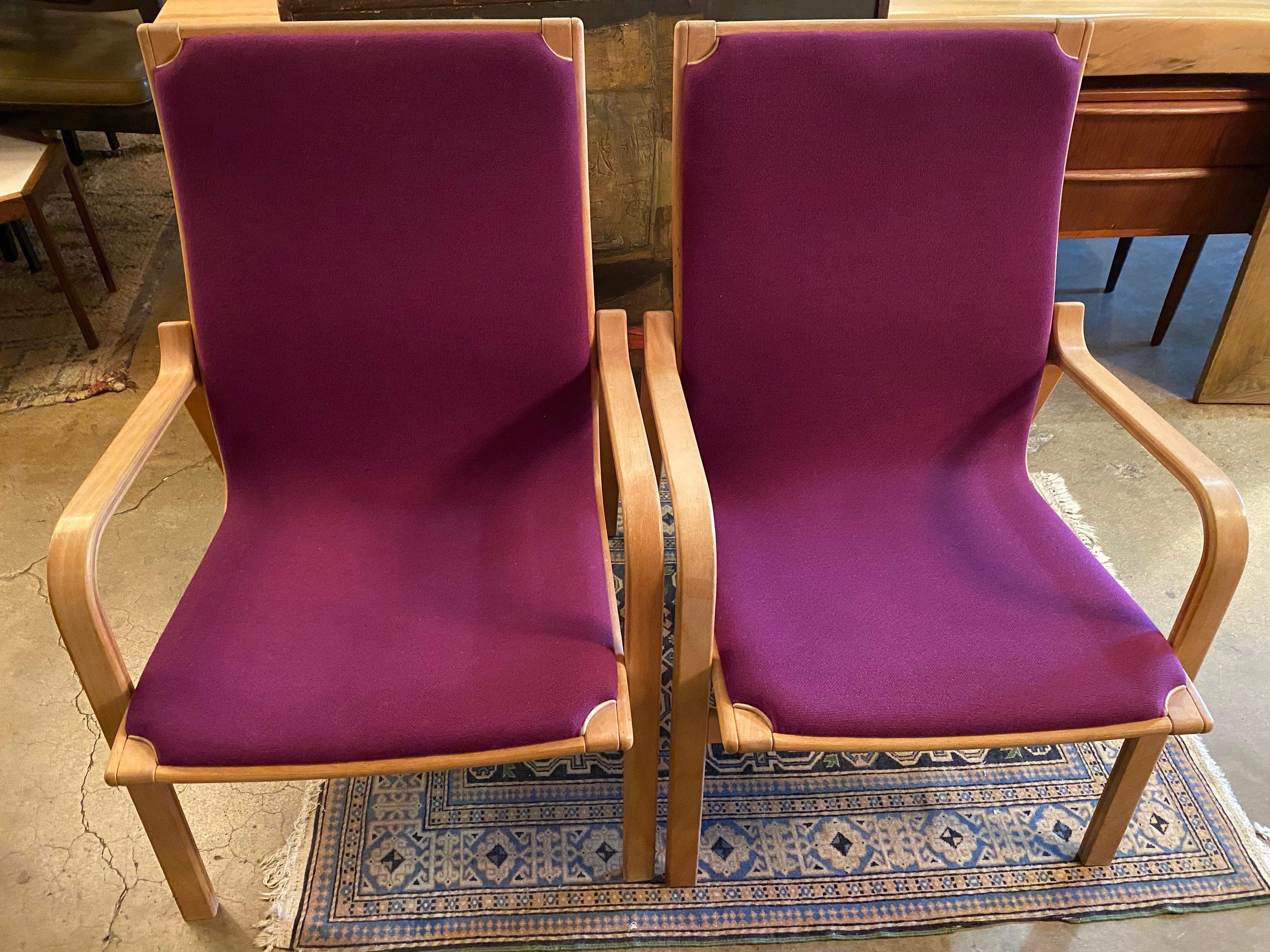Beech Pair of Mid-Century Danish Modern Lounge Chairs