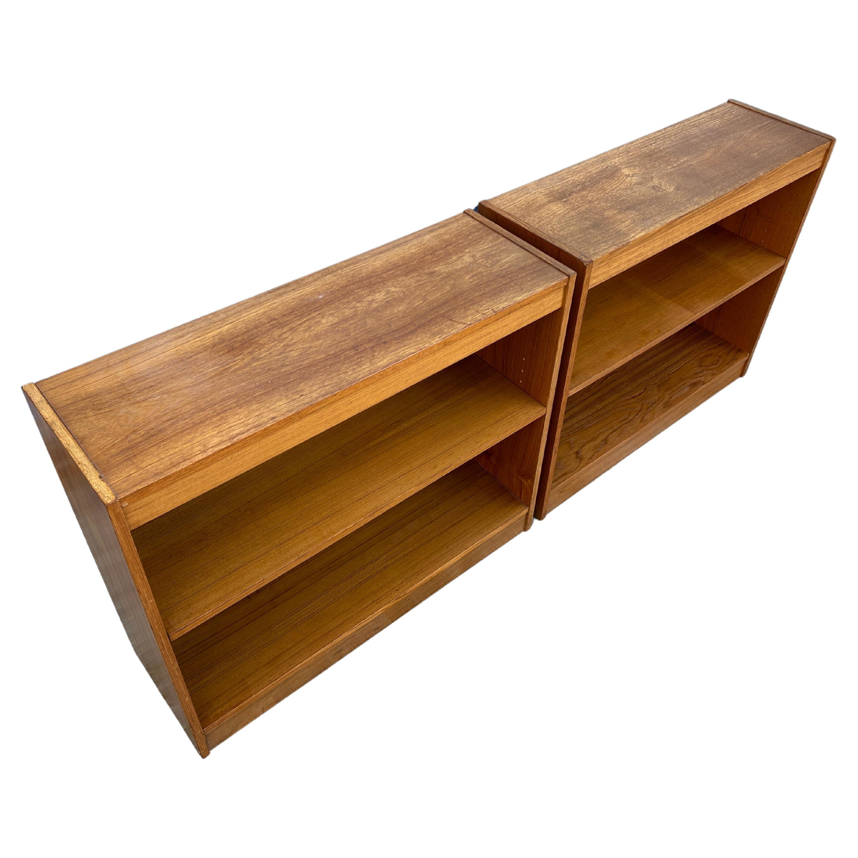 Pair of Mid Century Danish Modern Low Teak Bookcases 1