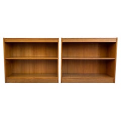 Retro Pair of Mid Century Danish Modern Low Teak Bookcases