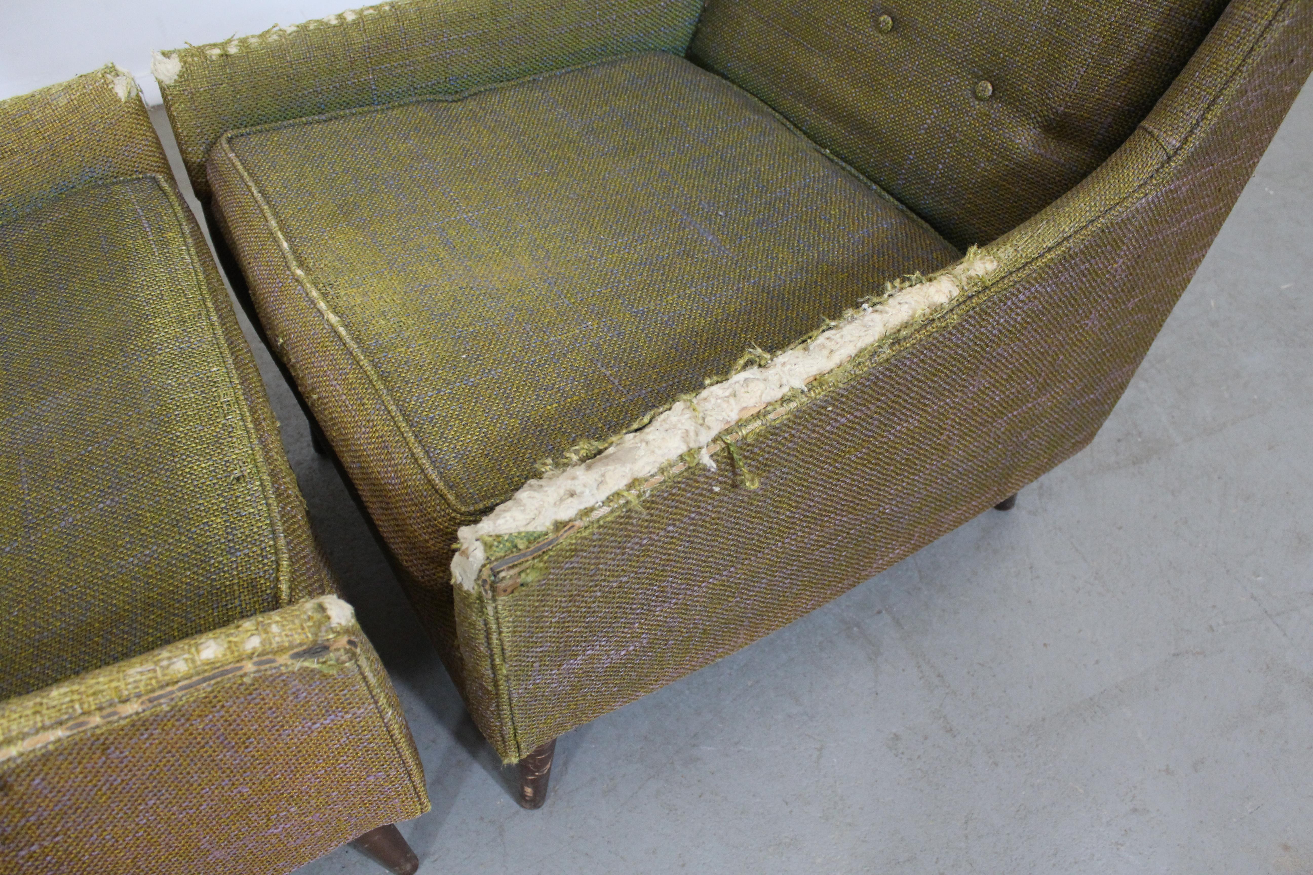 Pair of Midcentury Danish Modern Milo Baughman Selig of Monroe Club Chairs In Distressed Condition In Wilmington, DE