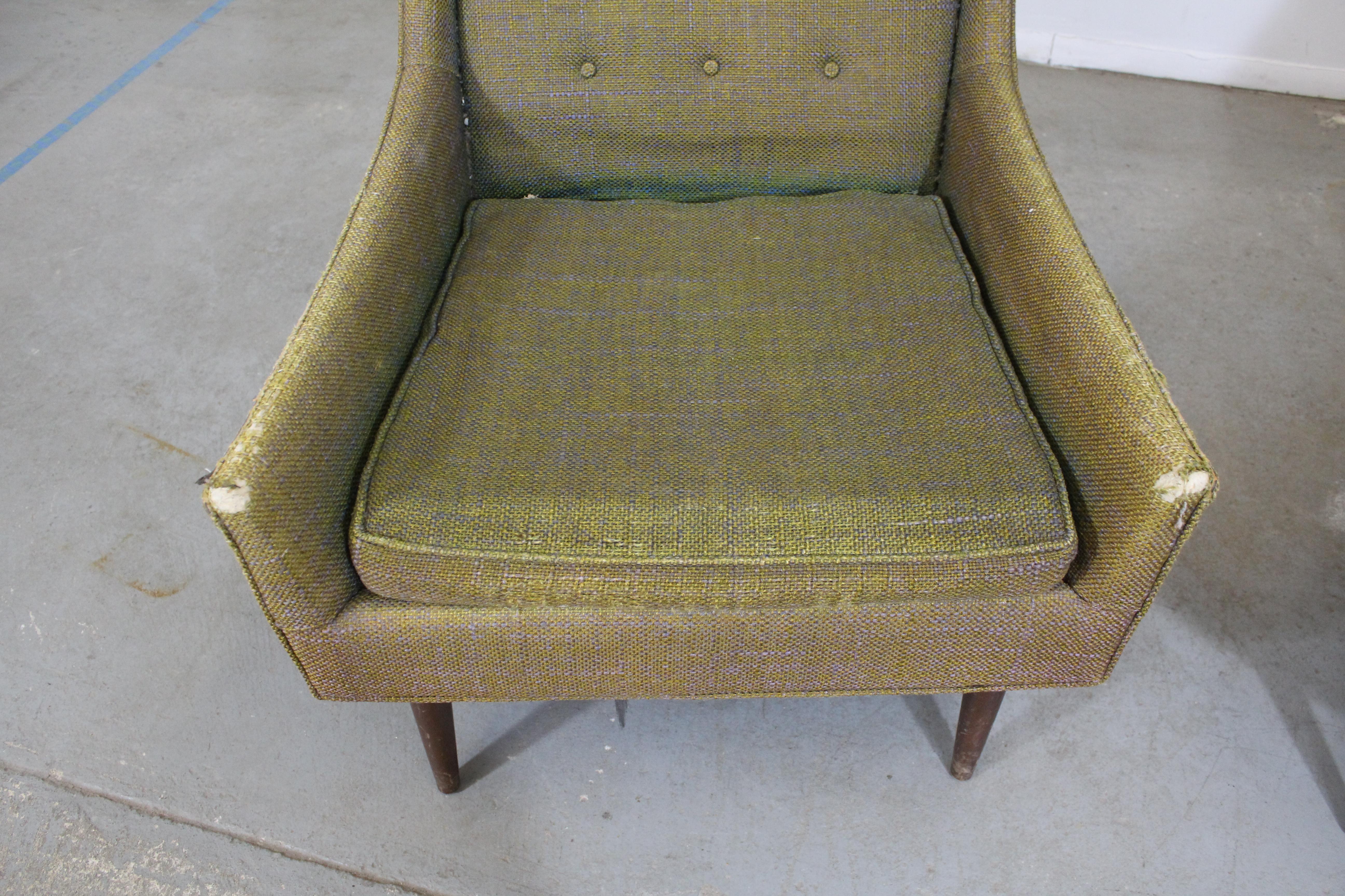 Upholstery Pair of Midcentury Danish Modern Milo Baughman Selig of Monroe Club Chairs