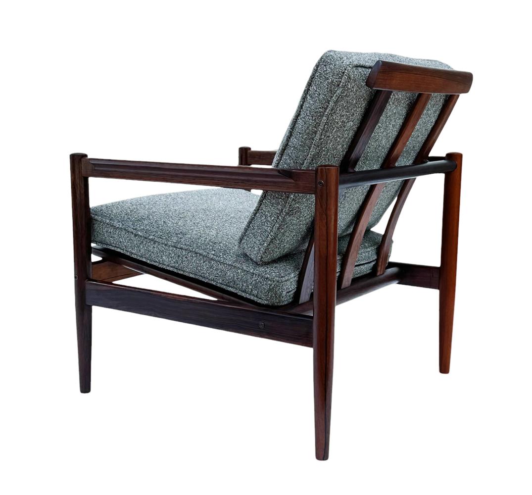Pair of Mid Century Danish Modern Rosewood Lounge Chairs by Borge Jensen in Gray For Sale 8