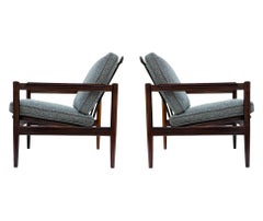 Coppia di sedie da salotto in legno di palissandro della metà del secolo scorso di Borge Jensen in grigio