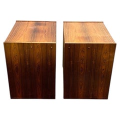 Pair of Mid century Danish modern rosewood single drawer nightstands knobs