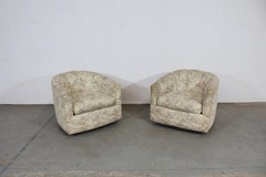 Pair of Mid-Century Danish Modern Selig Barrel Back Swivel Club Chairs