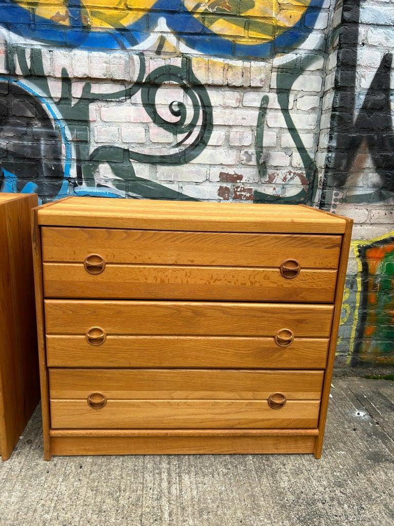 Woodwork Pair of Mid-Century Danish Modern solid Oak 3 Drawer dressers Denmark For Sale