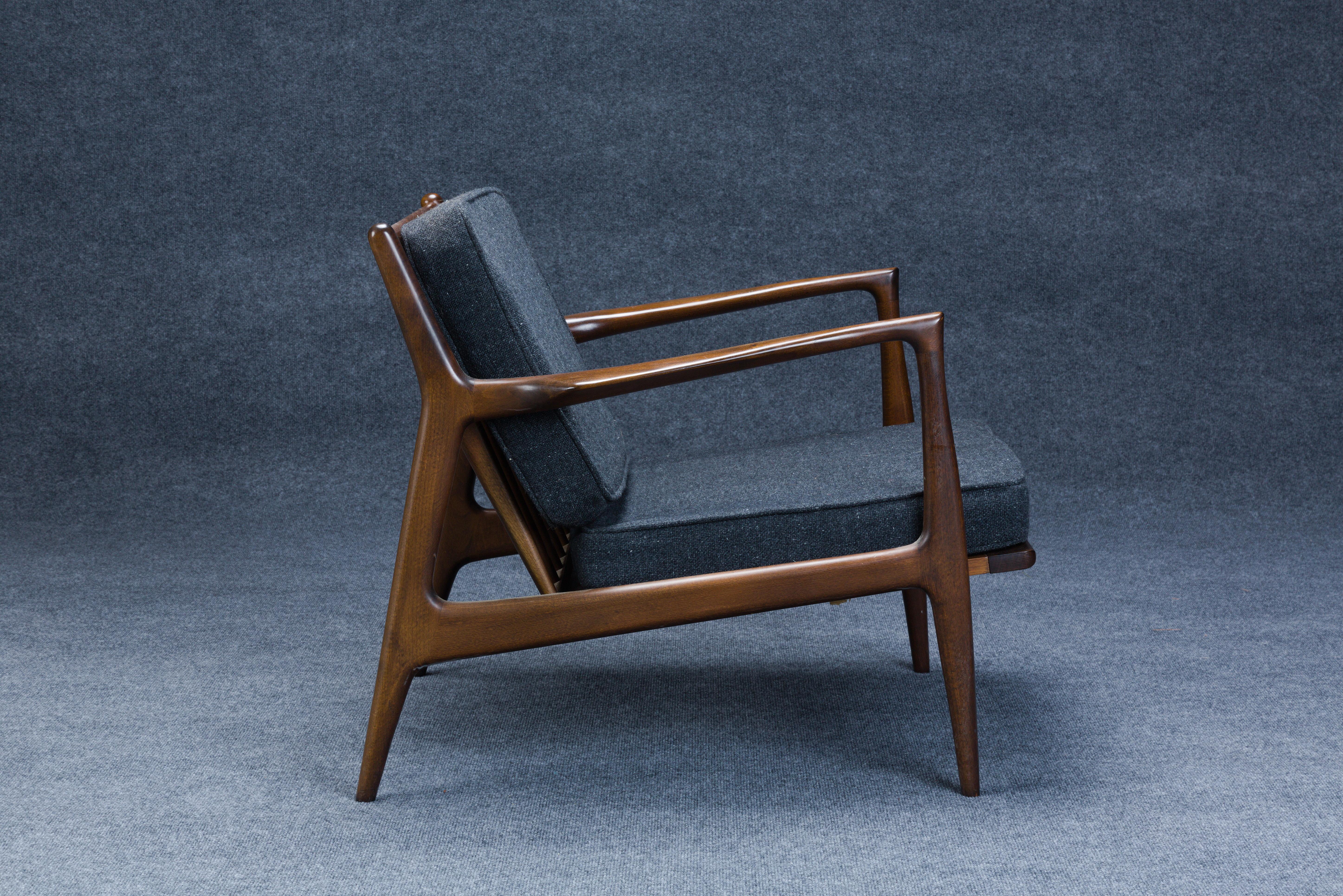 Upholstery Pair of Mid-Century Danish Modern Spear Lounge Chairs by Kofod-Larsen for Selig
