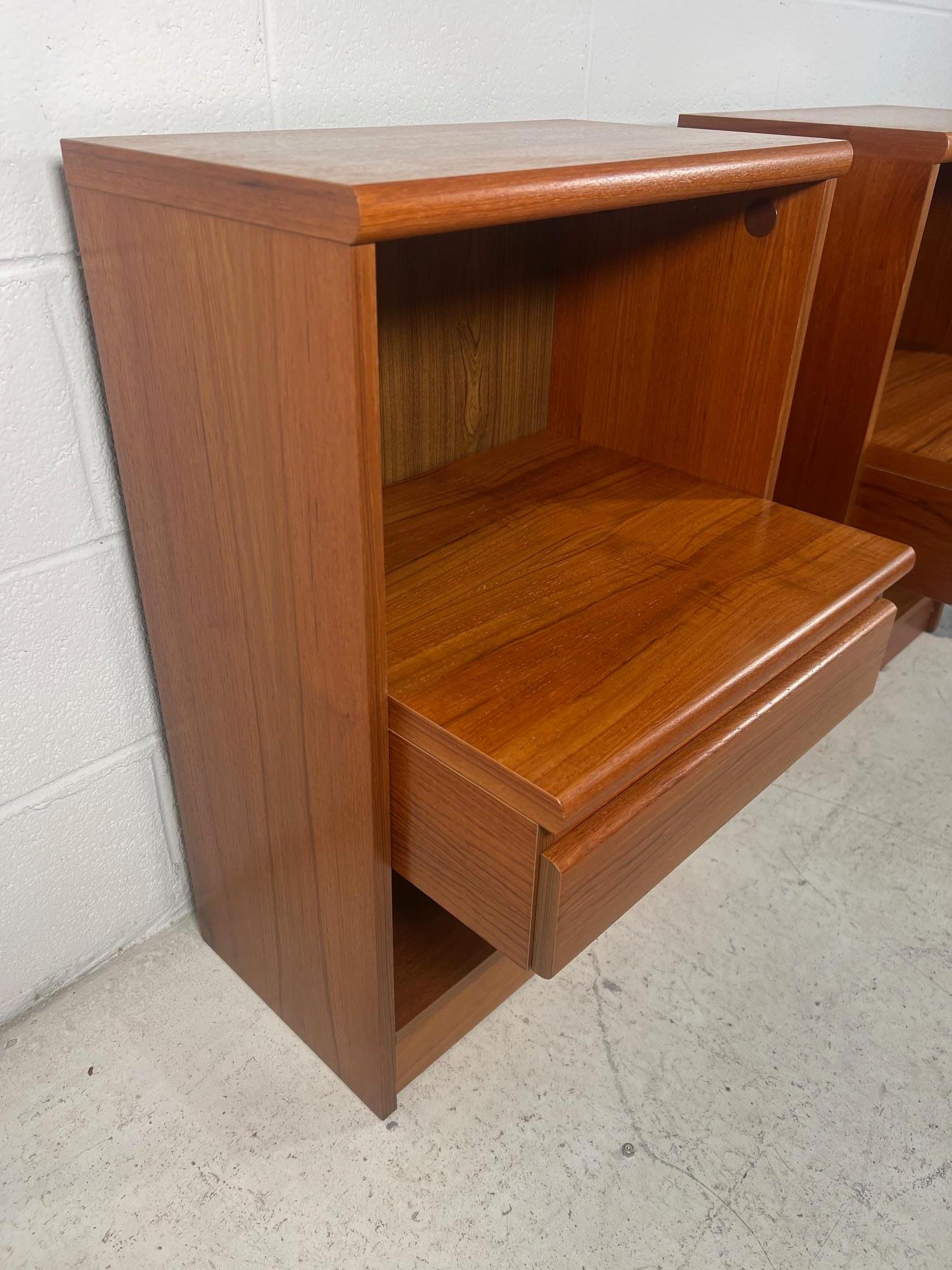 20th Century Pair of Mid Century Danish Modern Teak Night Stands Circa 1980 For Sale