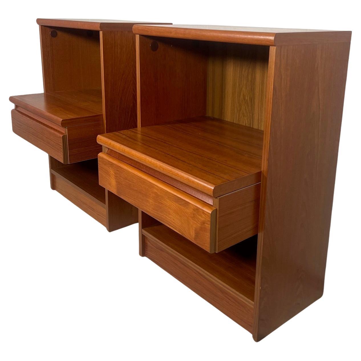 Pair of Mid Century Danish Modern Teak Night Stands Circa 1980 For Sale