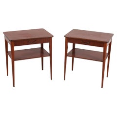 Pair of mid century danish modern teak nightstands with single drawer