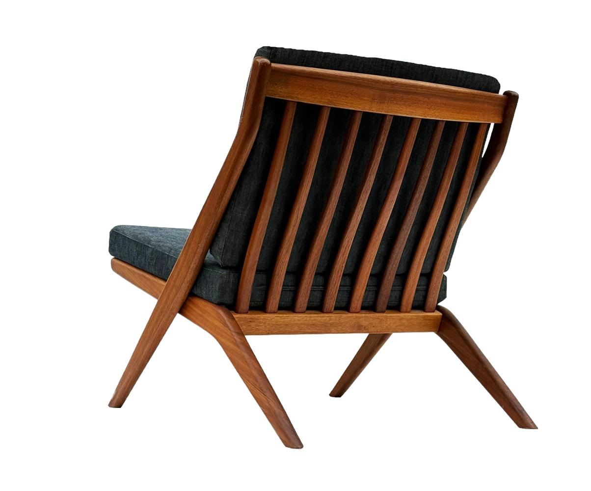 Pair of Mid Century Danish Modern Teak Scissor Lounge Chairs by Folke Ohlsson For Sale 5