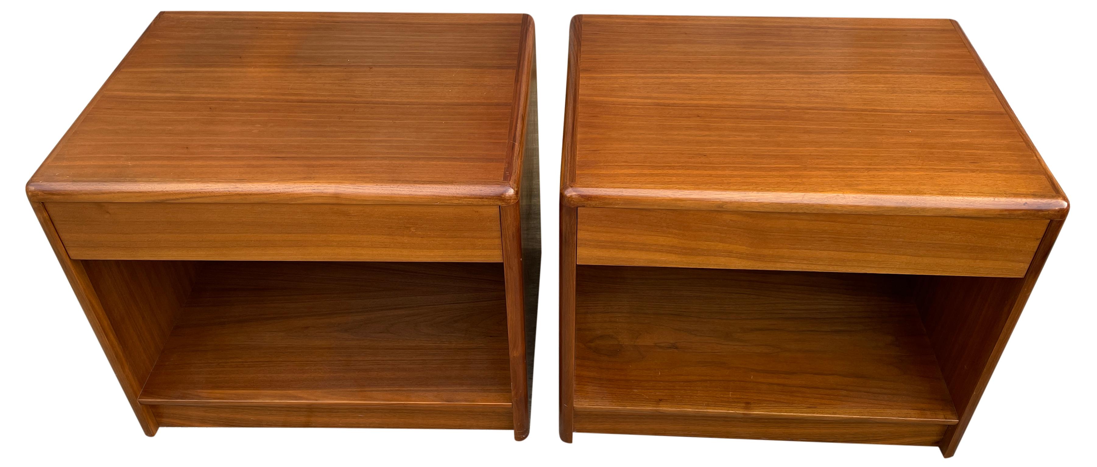 Mid-Century Modern Pair of Mid-Century Danish Modern Teak Single Drawer Nightstands Denmark