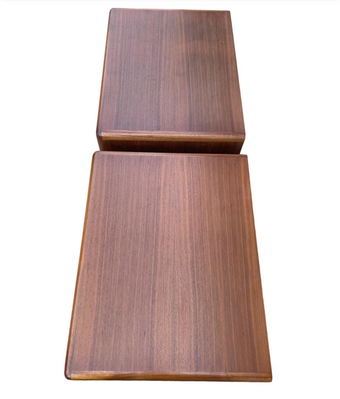 Mid-Century Modern Pair of Mid-Century Danish Modern Teak Single Drawer Nightstands Denmark