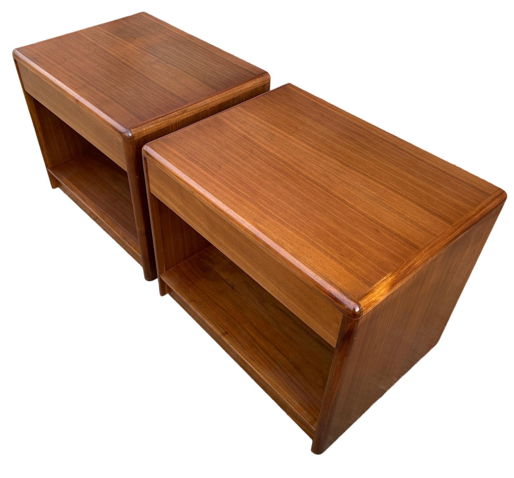 Woodwork Pair of Mid-Century Danish Modern Teak Single Drawer Nightstands Denmark