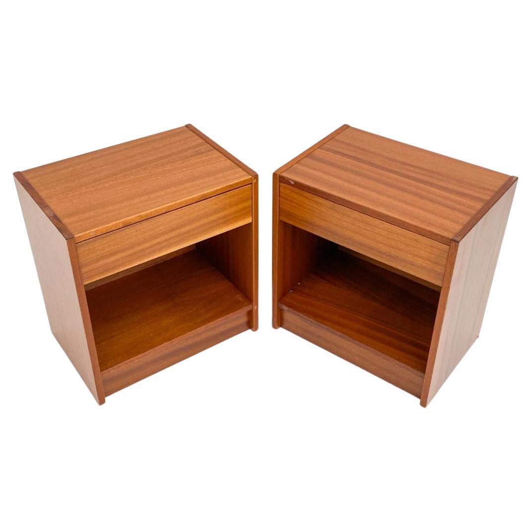 Woodwork Pair of petite Mid-Century Danish Modern teak Single Drawer Nightstands Denmark