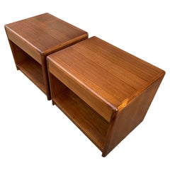 Pair of Mid-Century Danish Modern Teak Single Drawer Nightstands Denmark