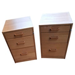 Pair of Mid Century Danish Modern Teak Three Drawer File Cabinets