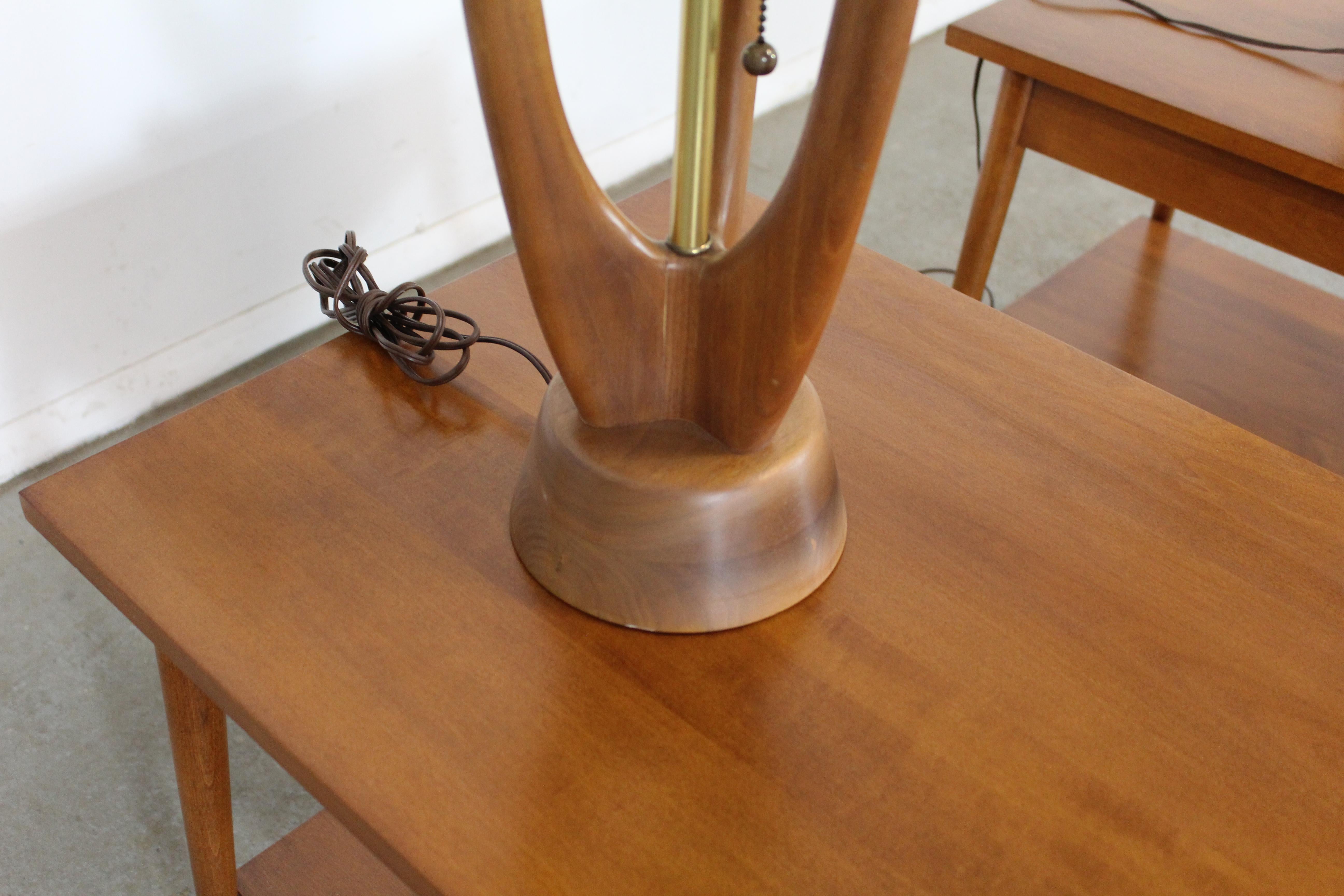 Teak Pair of Mid-Century Danish Modern Tornado Funnel Table Lamps