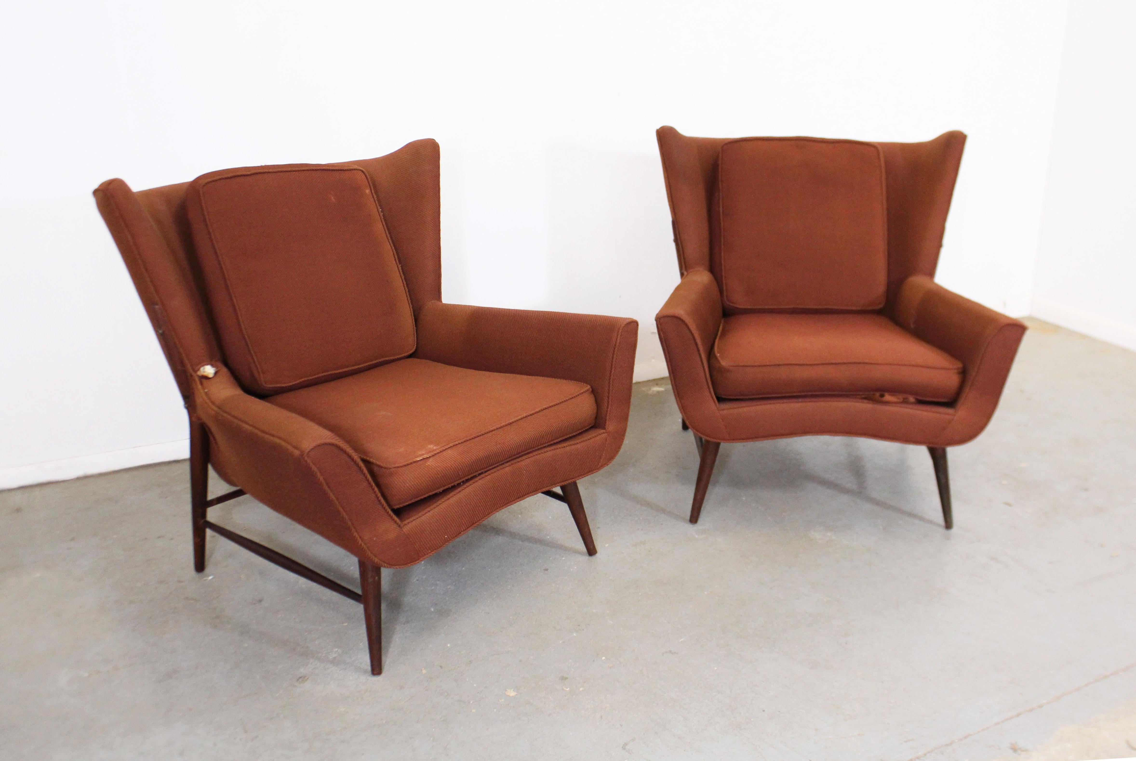 Mid-Century Modern Pair of Mid Century Danish Modern Wingback Lounge Chairs