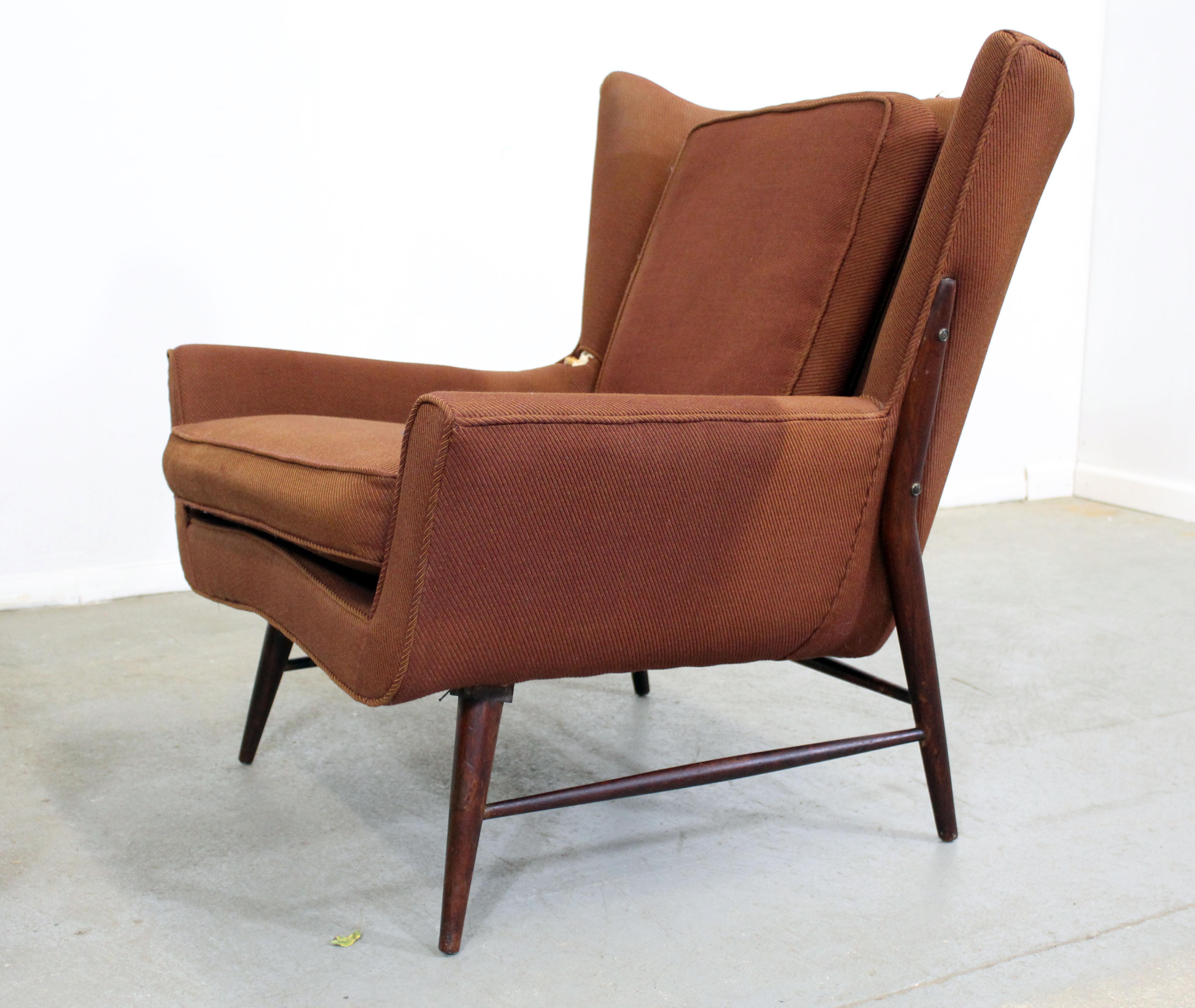 Pair of Mid Century Danish Modern Wingback Lounge Chairs In Fair Condition In Wilmington, DE