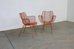 Pair of Mid Century Danish Modern Woodard Atomic Orange Sculptura Arm Chairs