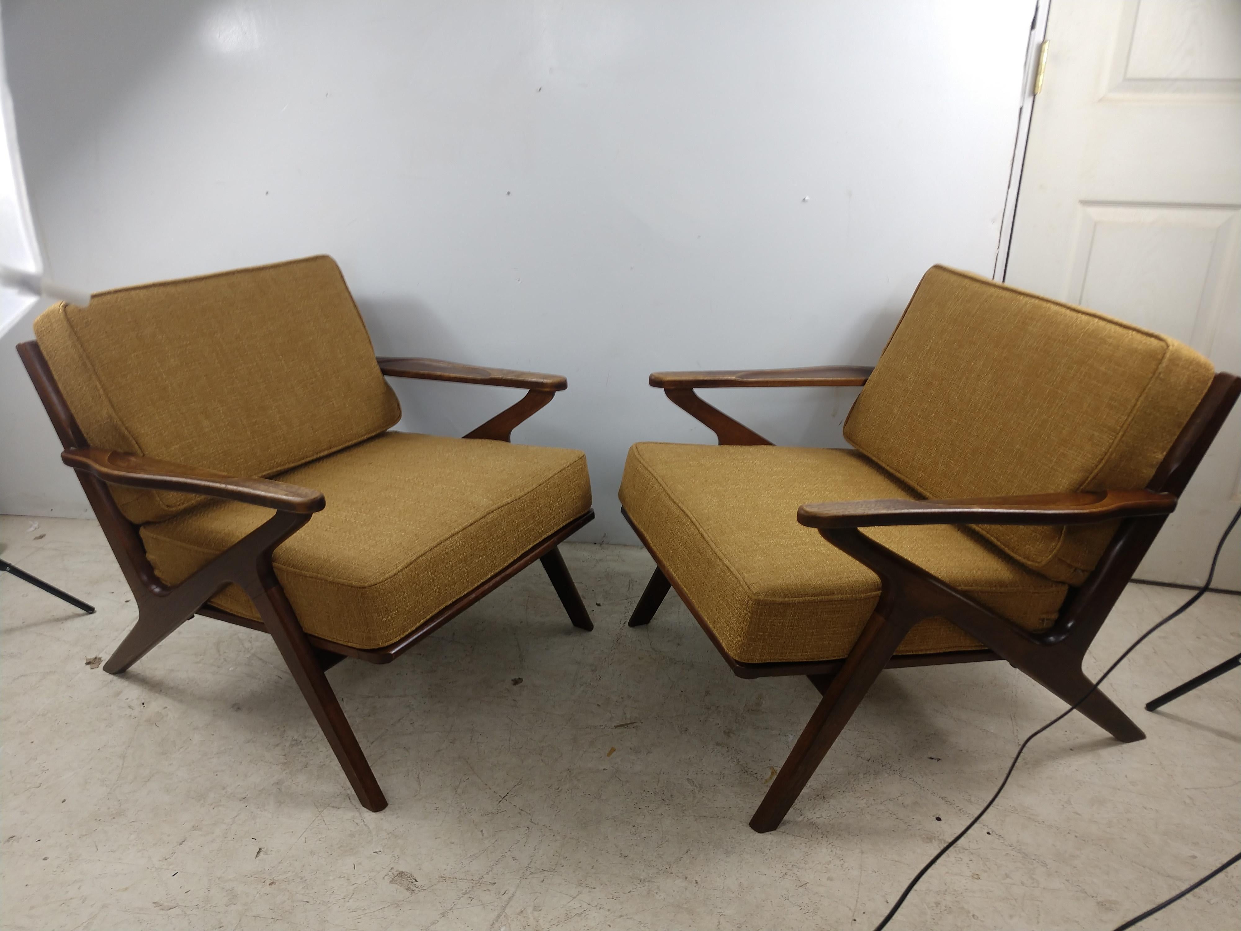 Pair of Mid Century Danish Modern Z Lounge Chairs, c 1960+ 1