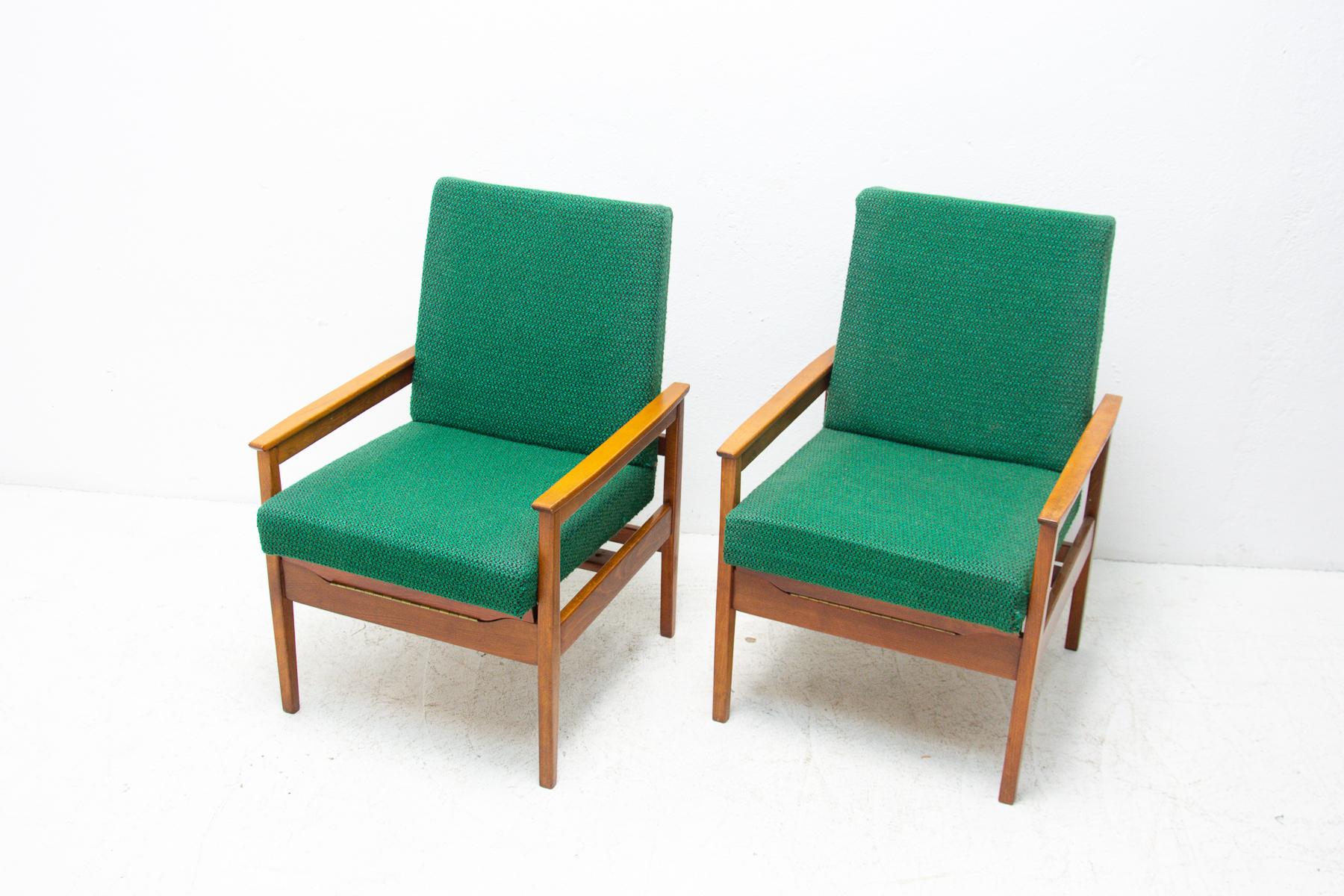 Czech Pair of Mid Century Danish Style Armchairs, 1960's