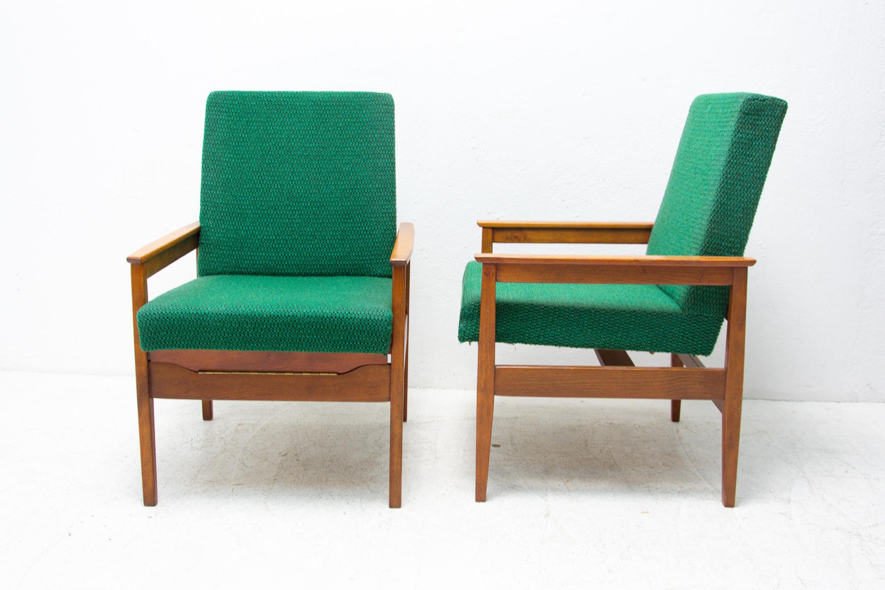 Pair of Mid Century Danish Style Armchairs, 1960's In Good Condition In Prague 8, CZ