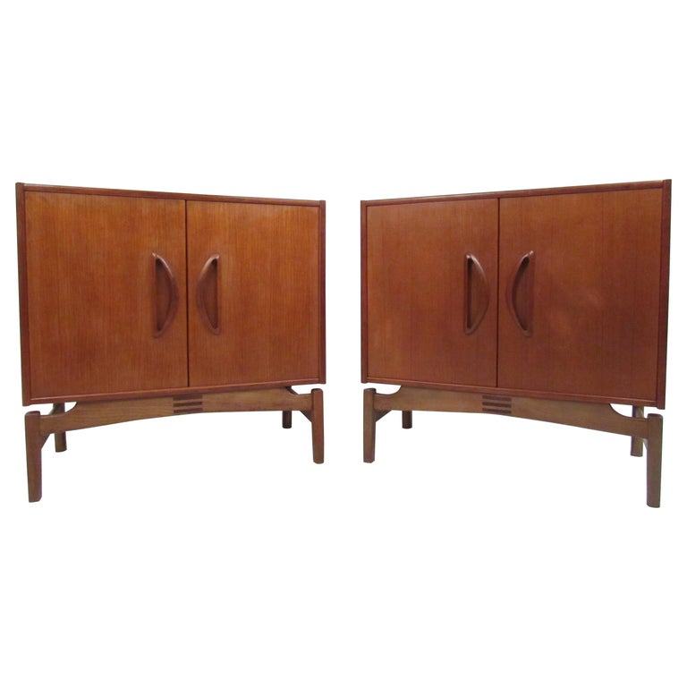 Pair of Midcentury Danish Teak Cabinets For Sale