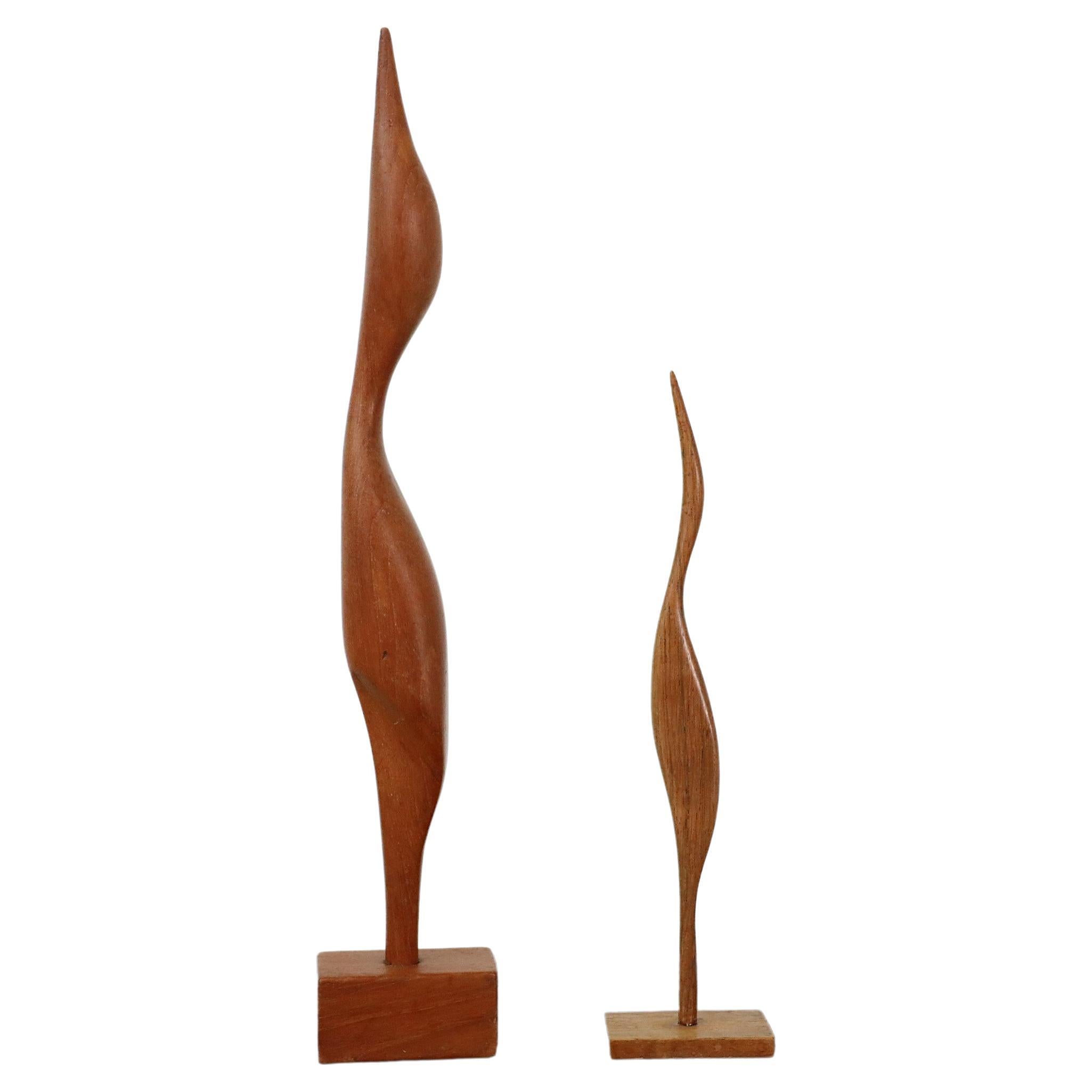 Pair of Mid-Century Danish Teak Carved Stork Sculptures