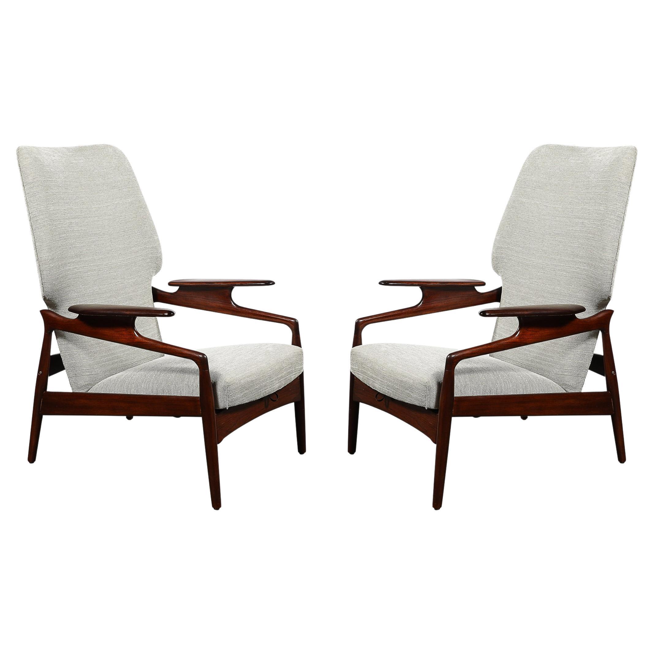 Pair of Mid-Century Danish Teak Reclining Chairs for Advance Design by John Boné