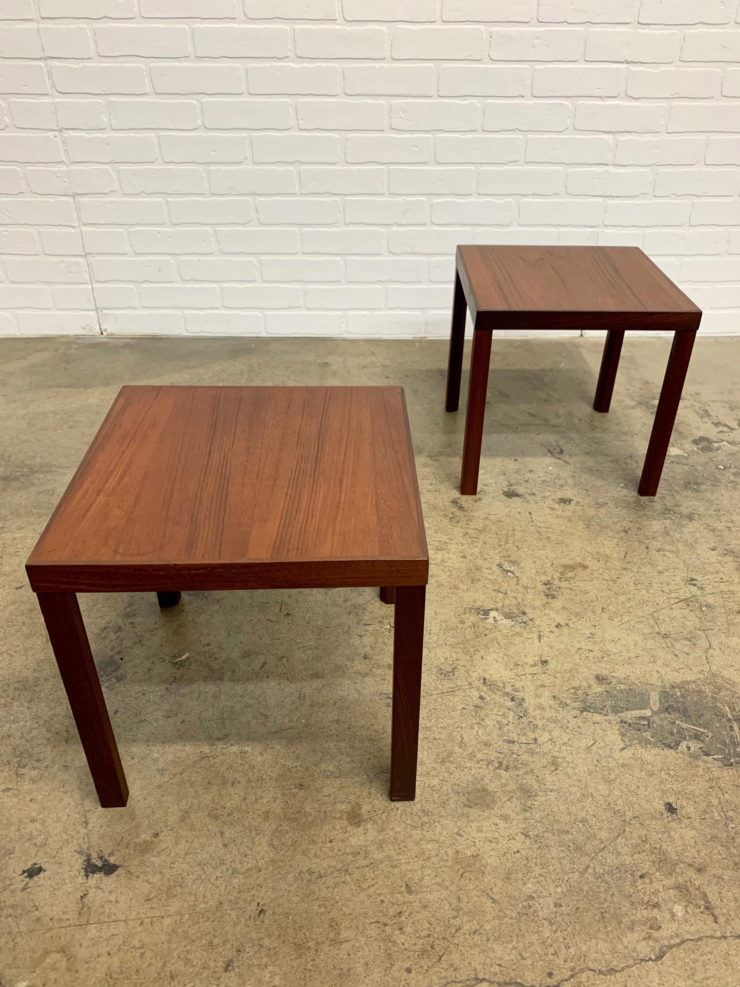 Scandinavian Modern Pair of Midcentury Danish Teak Side Tables by Hans Olsen For Sale
