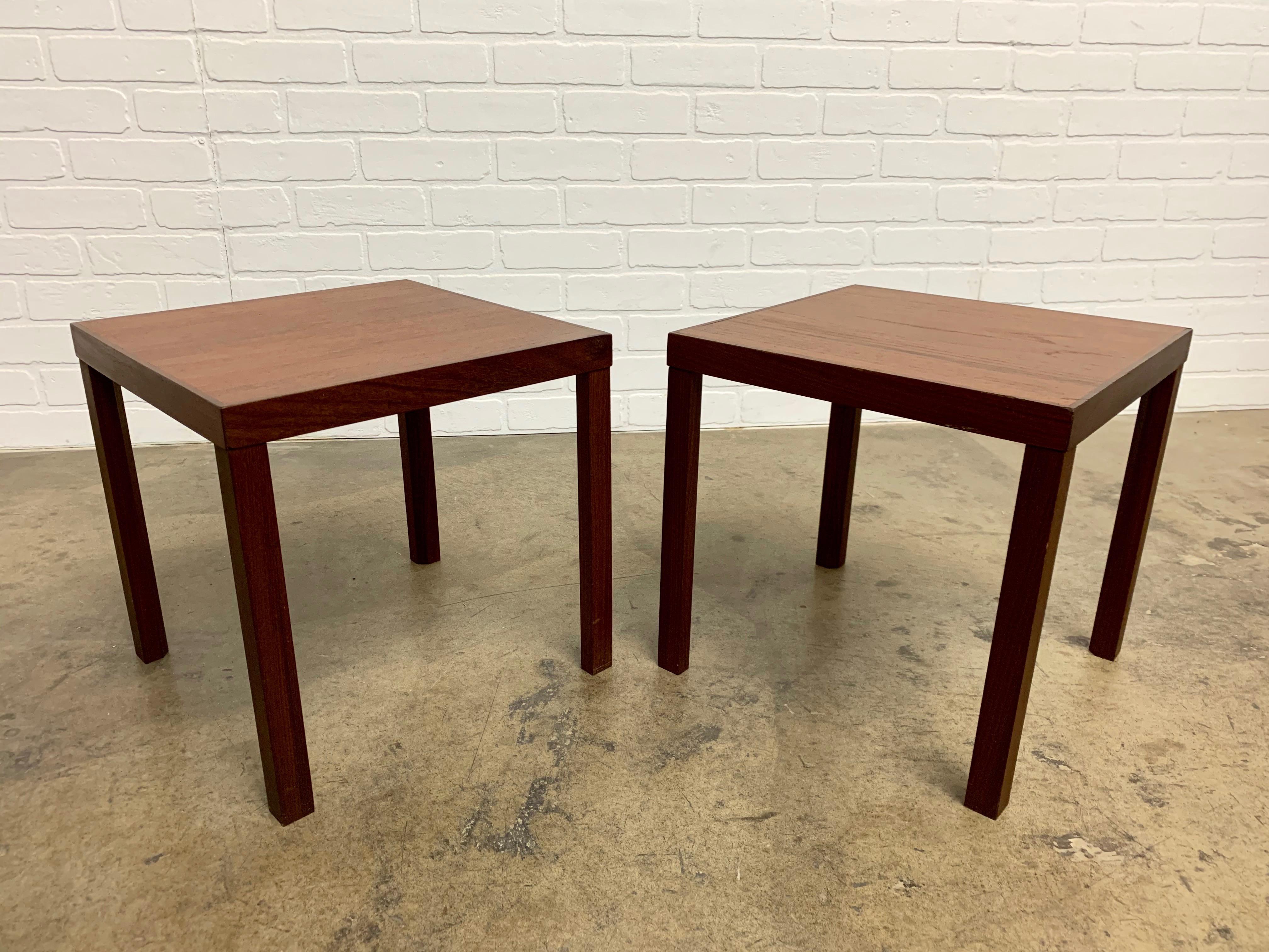 20th Century Pair of Midcentury Danish Teak Side Tables by Hans Olsen For Sale