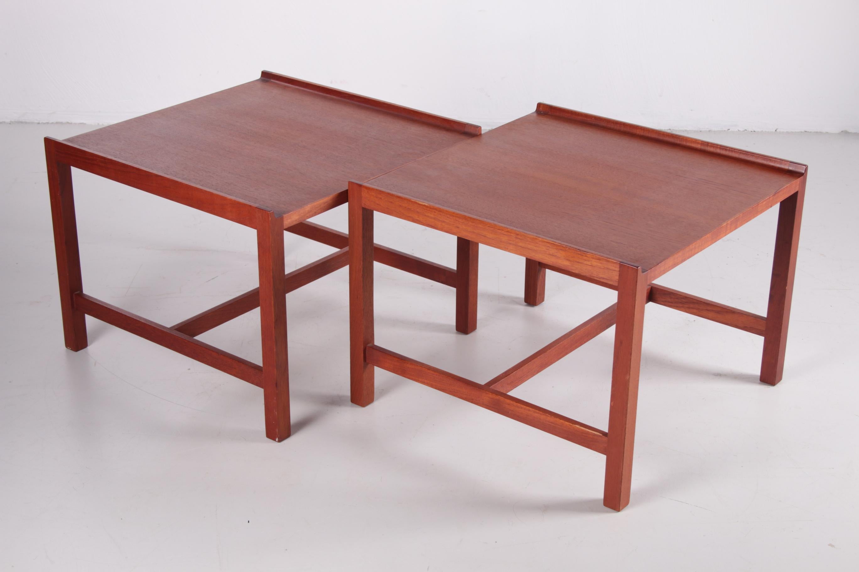 Scandinavian Modern 2pice Illums Bolighus Danish Mid-Century Teak Side Tables For Sale