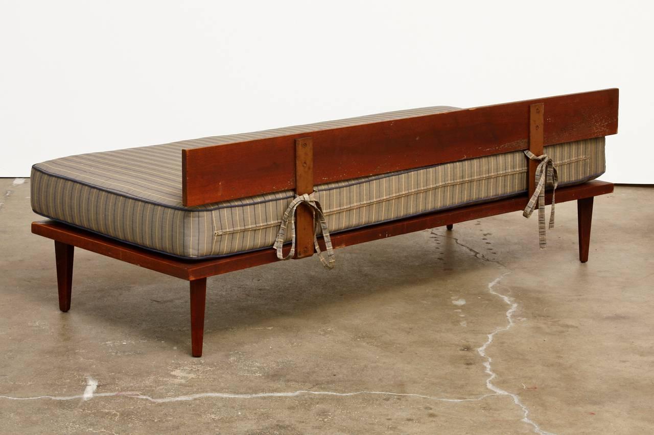 Pair of Midcentury Daybeds with Wedge Cushions In Distressed Condition In Rio Vista, CA