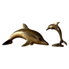 Pair of Mid Century decorative brass Dolphin figurines