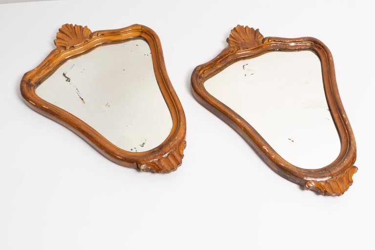 Mid-Century Modern Pair of Mid Century Decorative Vintage Mirrors in Gold Frame, Italy, 1960s For Sale