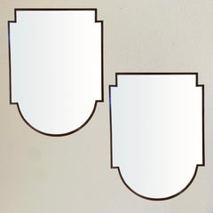 Pair of Mid-Century Decorative Wood Mirrors, circa 1950, Italy.