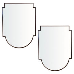 Pair of Mid-Century Decorative Wood Mirrors, circa 1950, Italy.