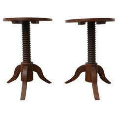 Pair of Mid-Century Demi-Lune Side Tables in Manner of Charles Dudouyt