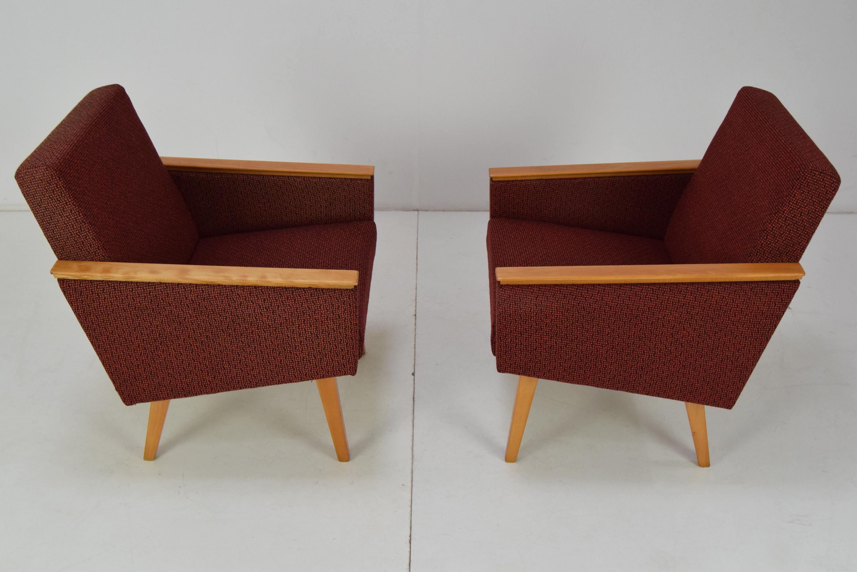 Czech Pair of Mid-Century Design Armchairs, 1960's For Sale