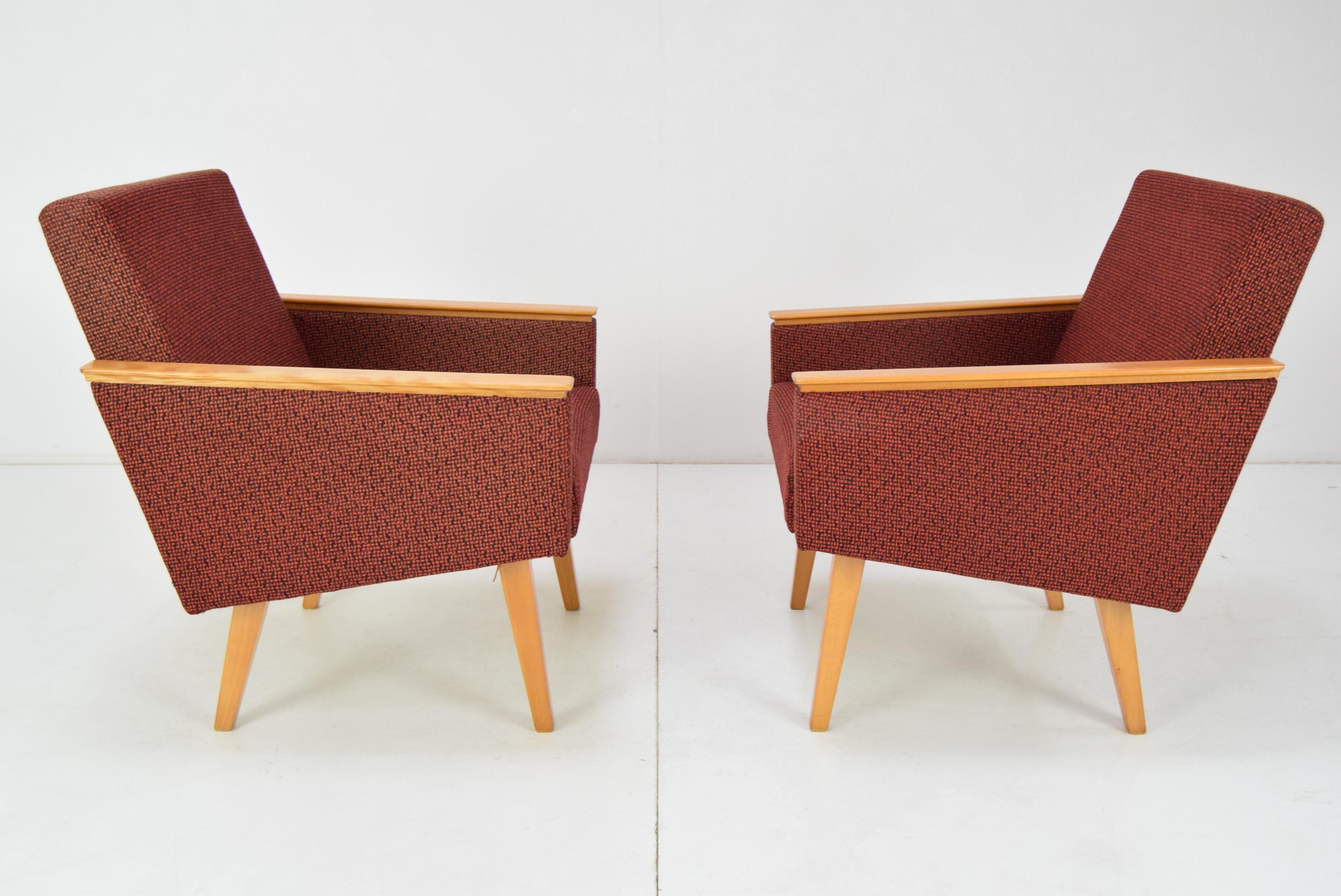 Pair of Mid-Century Design Armchairs, 1960's In Good Condition For Sale In Praha, CZ