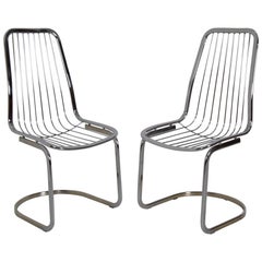 Pair of Midcentury Design Chrome Chairs /Gastone Rinaldi, 1970s
