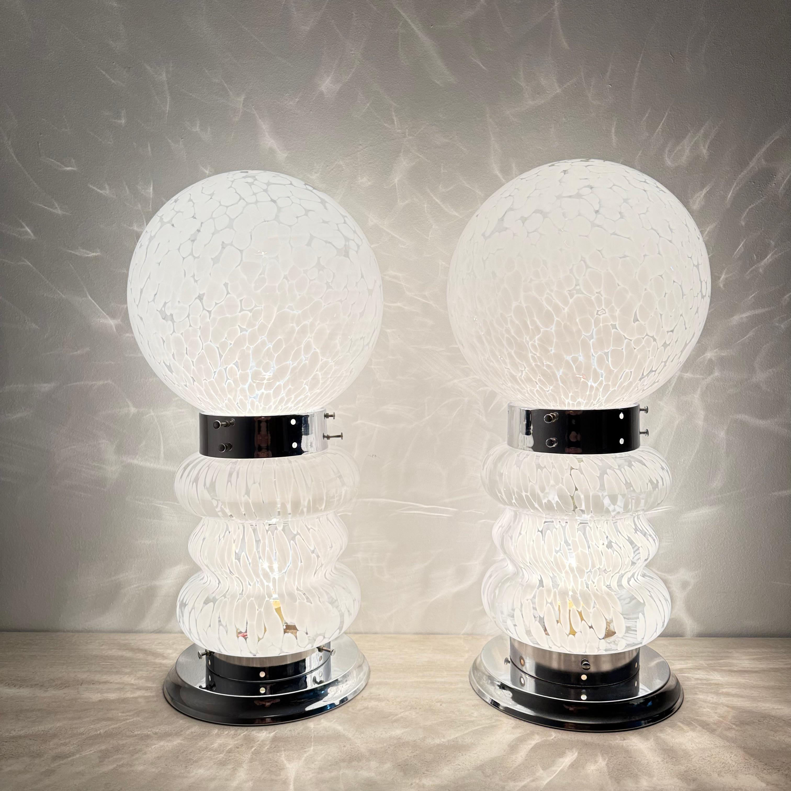 Paire de lampes de table en verre Design/One Carlo Nason , années 1970 en vente 4