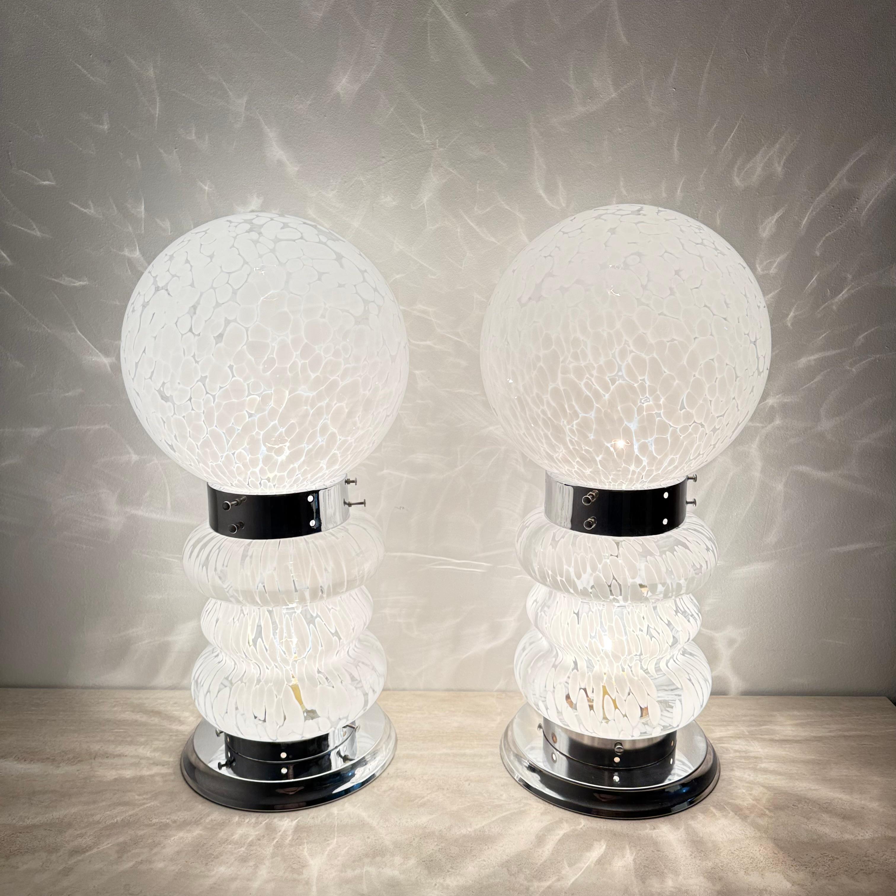 Paire de lampes de table en verre Design/One Carlo Nason , années 1970 en vente 5