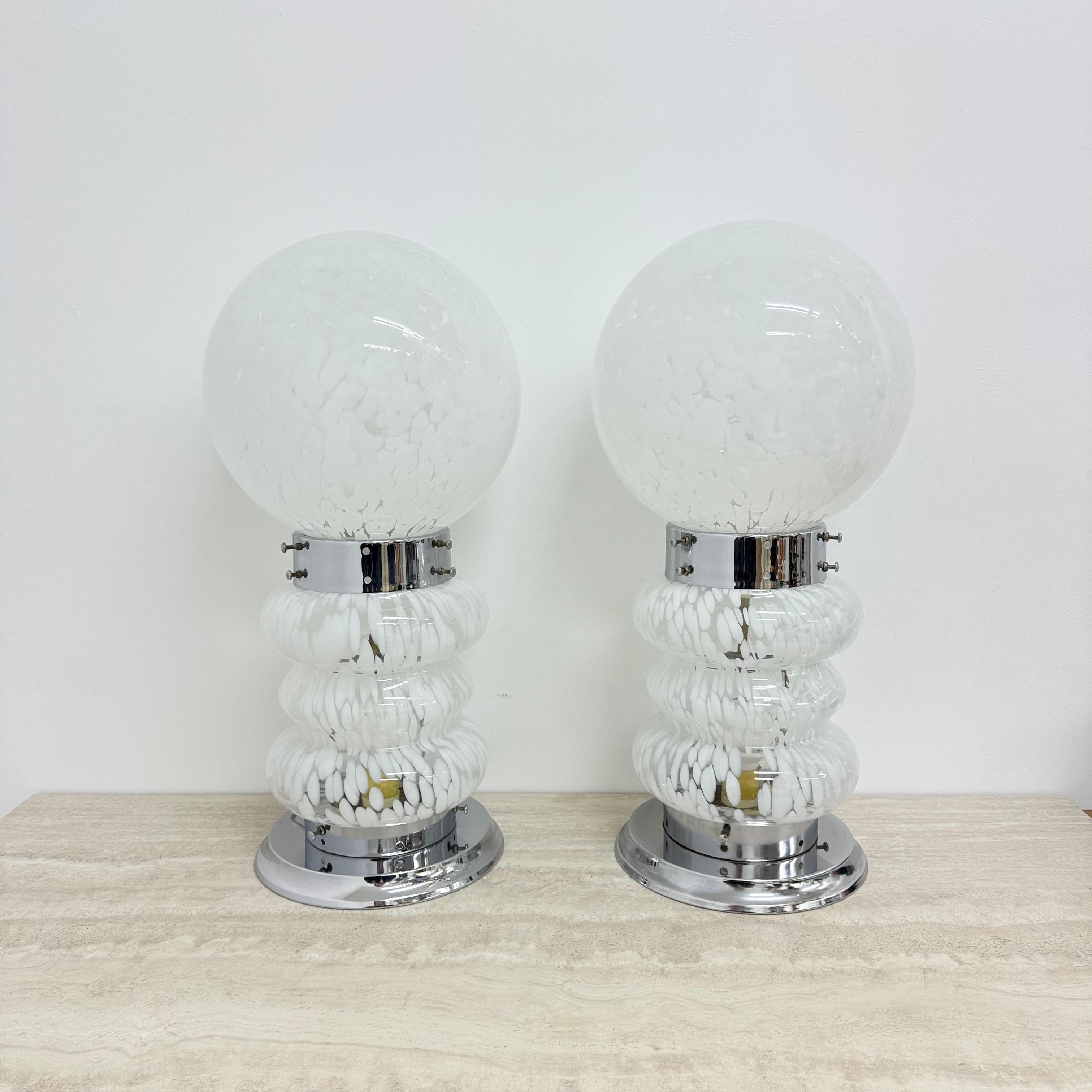 Paire de lampes de table / lampadaires en verre Mazzega Carlo nason , 1970