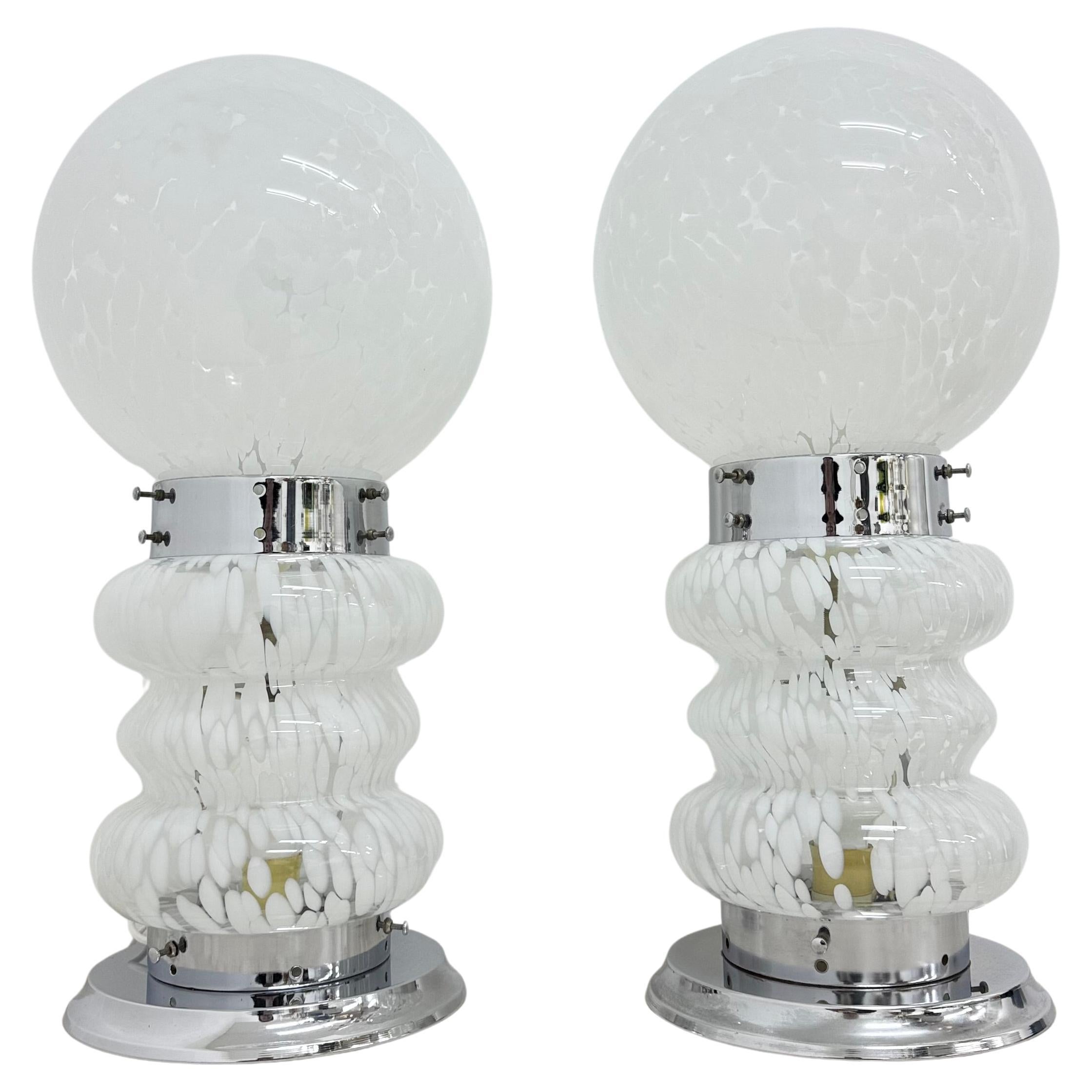 Pair of Mid -century design Mazzega Carlo nason glass table lamps , 1970s