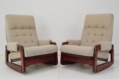 Paire de fauteuils à bascule de design du milieu du siècle dernier, années 1980